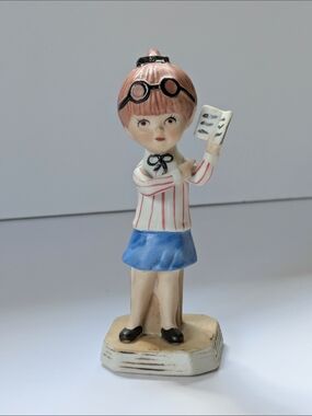 Vintage Moppets Teacher Girl Figurine Gorham Fran Mar Korea Hand Painted